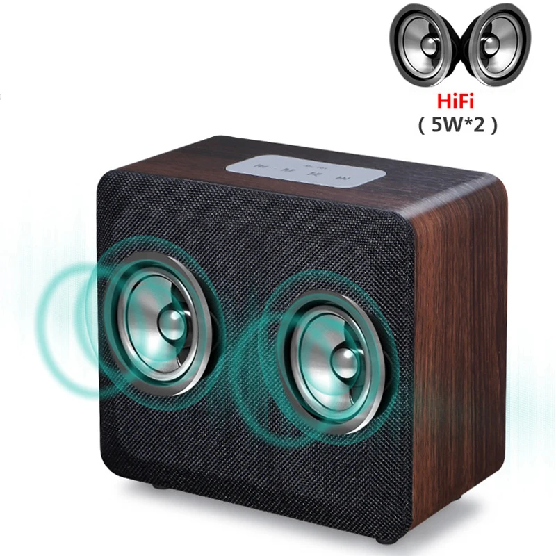 2018 New  Support USB TF Card FM Radio Alarm Clock Handsfree Calling Retro Wooden Bookshelf Bluetooth Speaker