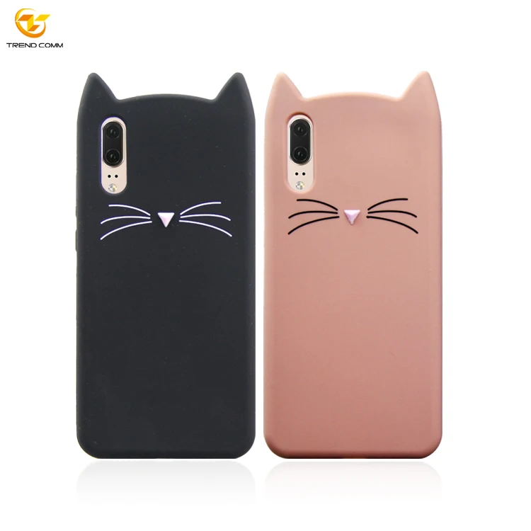 

Soft 3D Cute Cat Rubber Case Flexible Silicone Mobile Cover For Huawei P20/P30/P40