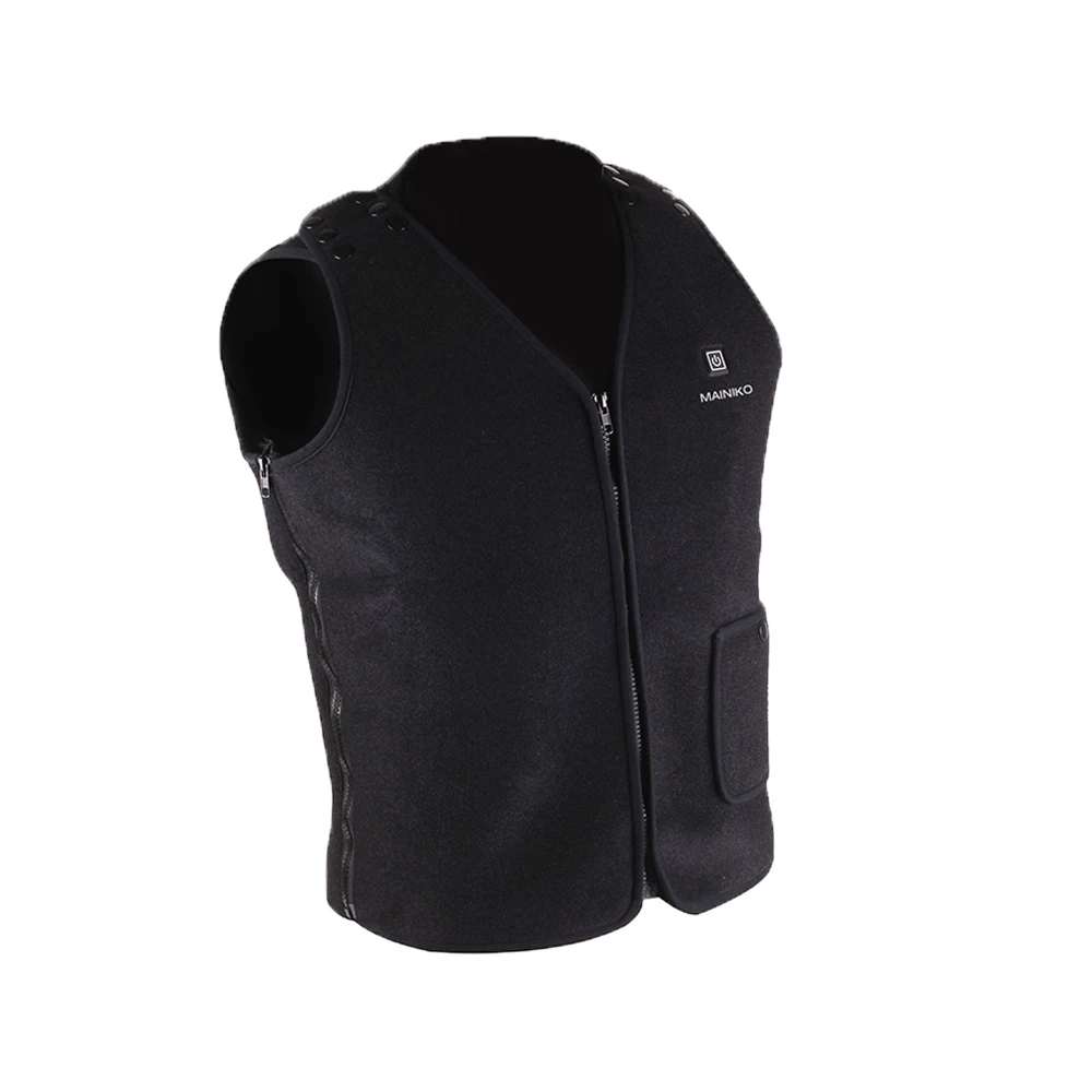 

Women's Fitble Vest V-neck Design USB Rechargeable Zipper Black Heated Vest for Sports in Winter