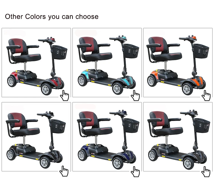 Outdoor 4 Wheel Easily Lightweight Comfortable Folding Mobility Disabled Scooter For Elderly
