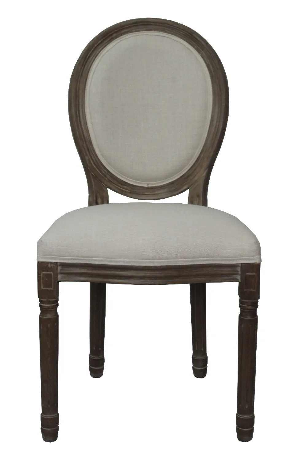 French Style Wood Round Back Fabric Leather Round Dining Chair - Buy