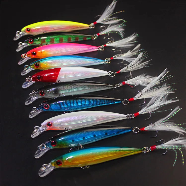 

YOUME Lure Decoy Bait 9cm8g Hook Rice With VMC Hooks Sea Bass PikeTrout Artificial Bait, 10 colors