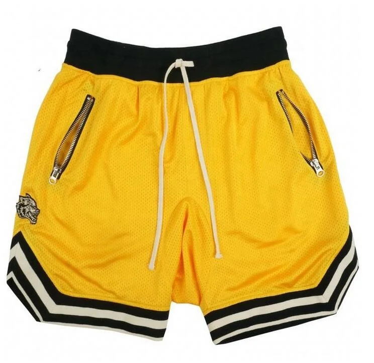 

Embroideryr Wolf Streetwear Vintage Meshyogga Shorts Men's Elastic Waist Loose Sport Sweatpants