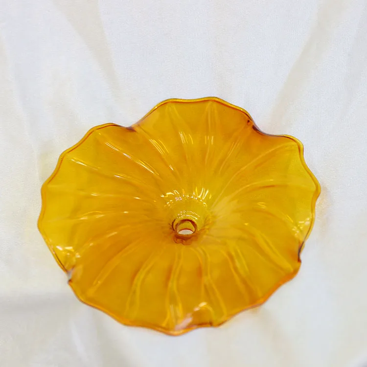 
Modern hand blown lotus art glass wall plates for home decoration 