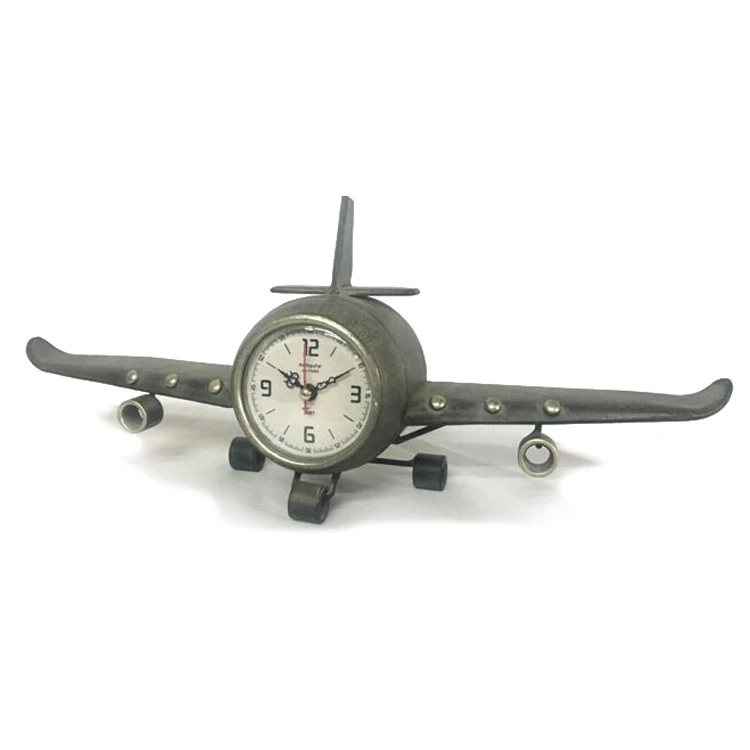 

Modern Style Iron Decorative Airplane Shape Desk Clock, As pictures
