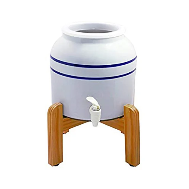 Custom Porcelain Ceramic Water Dispenser Crock With Wood Stand Buy