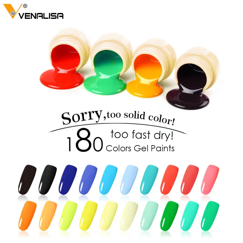 Venalisa Nail Gel Painting 180 Colors Private Label Cheap Wholesale Nail Salon 5ml Pure Color Gel Painting Ink Lacquers UV Gels