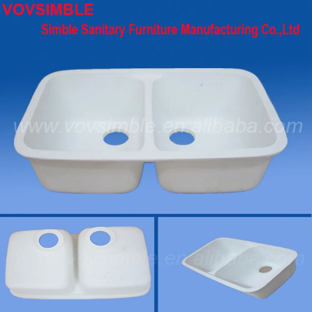 Glossy Matt Finish Undermount Drainboard Stone White Kitchen Sink