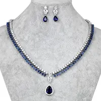 

WEIMANJINGDIAN Brand High Quality Cubic Zirconia Necklace and Earring Bridal Jewelry Set in Assorted Colors