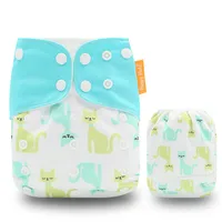 

Happy flute 4 pack baby Cloth Diaper New print reusable one size pocket cloth diaper wholesaler