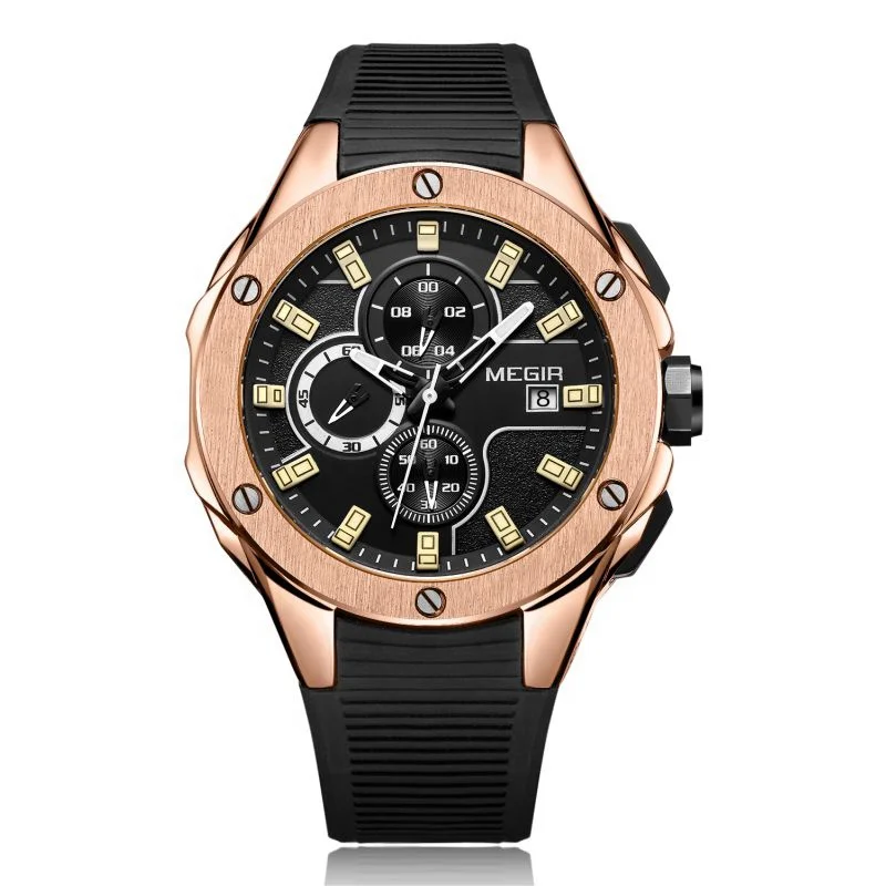

Luxury Sports quartz watch gold color plating watch megir chronograph watch