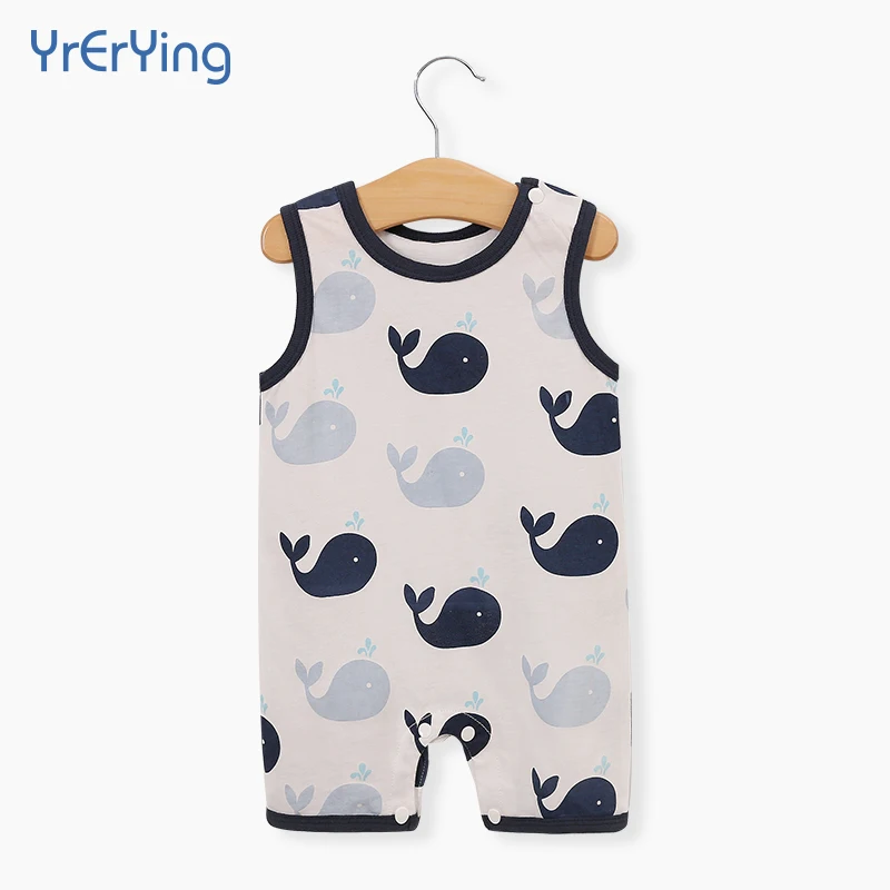

Newborn Baby Clothes Baby Romper 100% Cotton Summer Sleeveless Romper Cute Whale Pattern, Retail And Wholesale, Picture shows