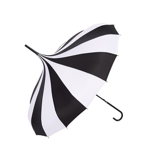 Image of 22"*16K Hand Open 4 Colors White/Black Stripes Pagoda Umbrella Straight Umbrella