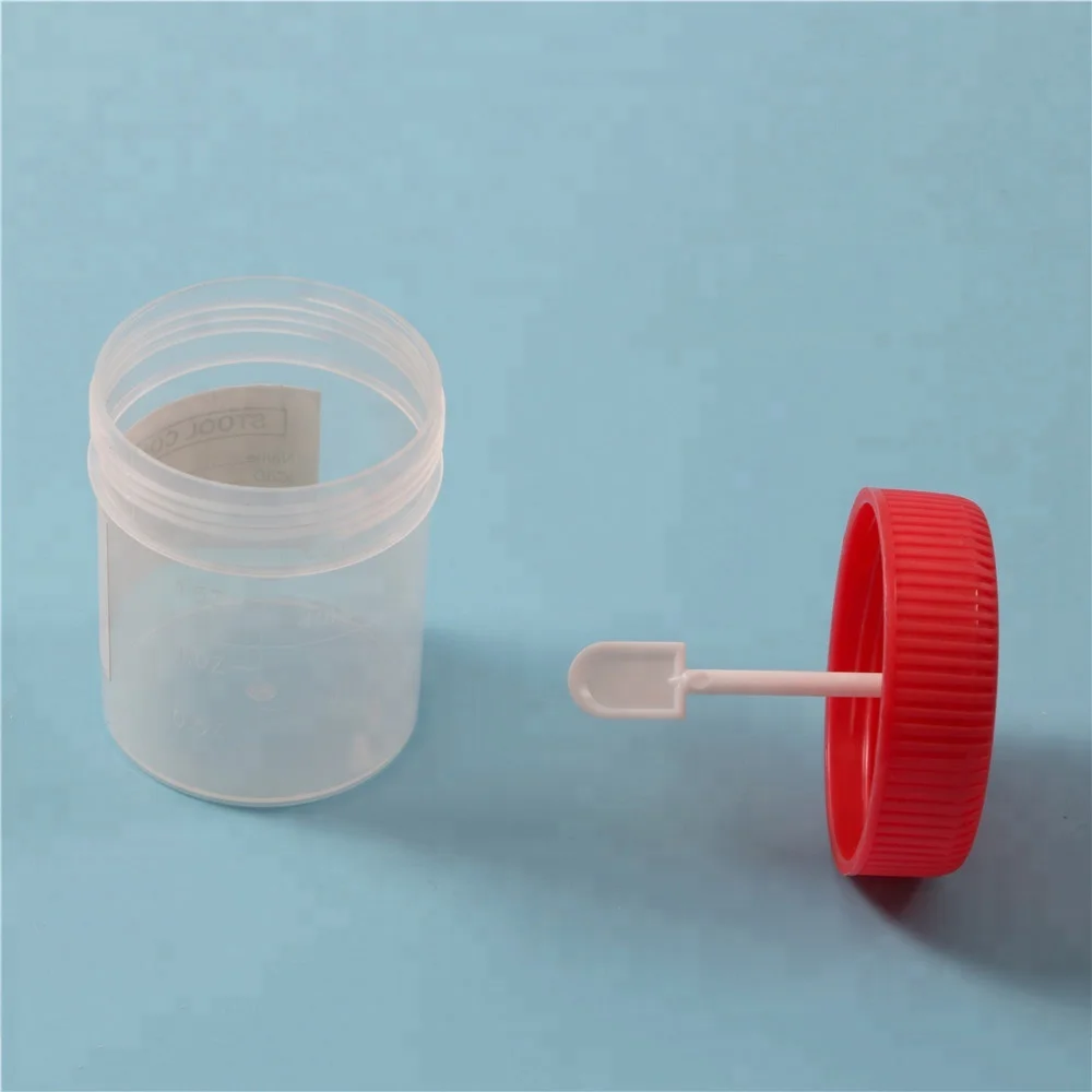Hocker behälter mit löffel einweg test verwenden mit label urin und hocker behälter