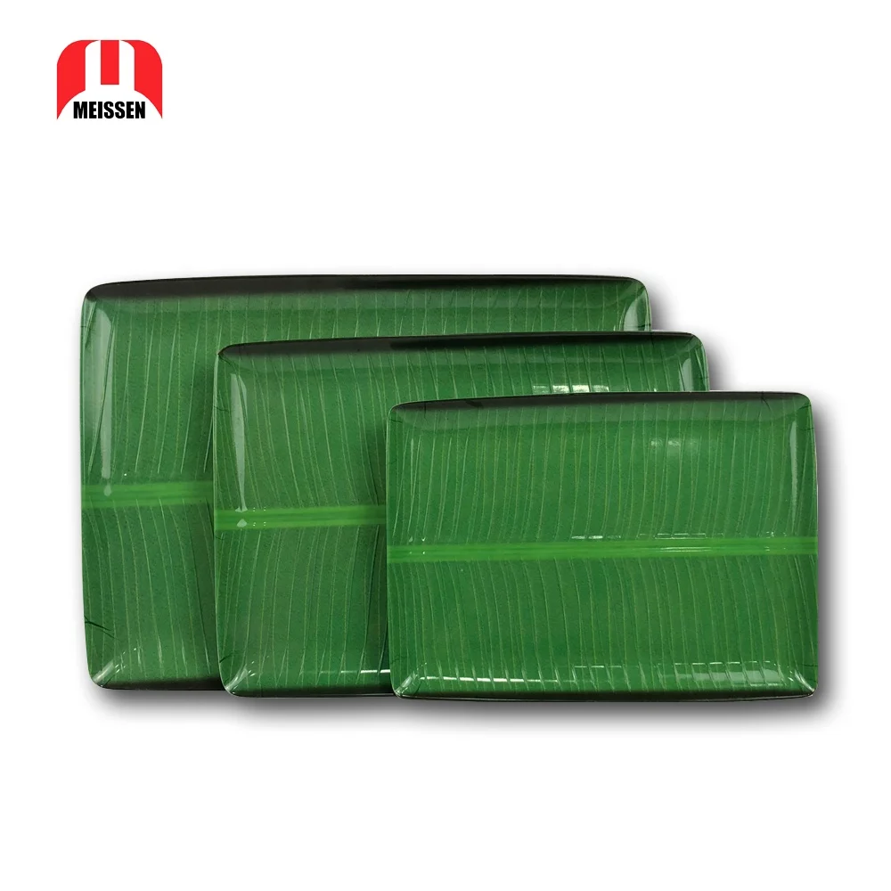 
Melamine Rectangle Banana Leaf Tray Plastic Serving Tray 