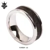 Fashion men silver stainless steel forged carbon fiber ring