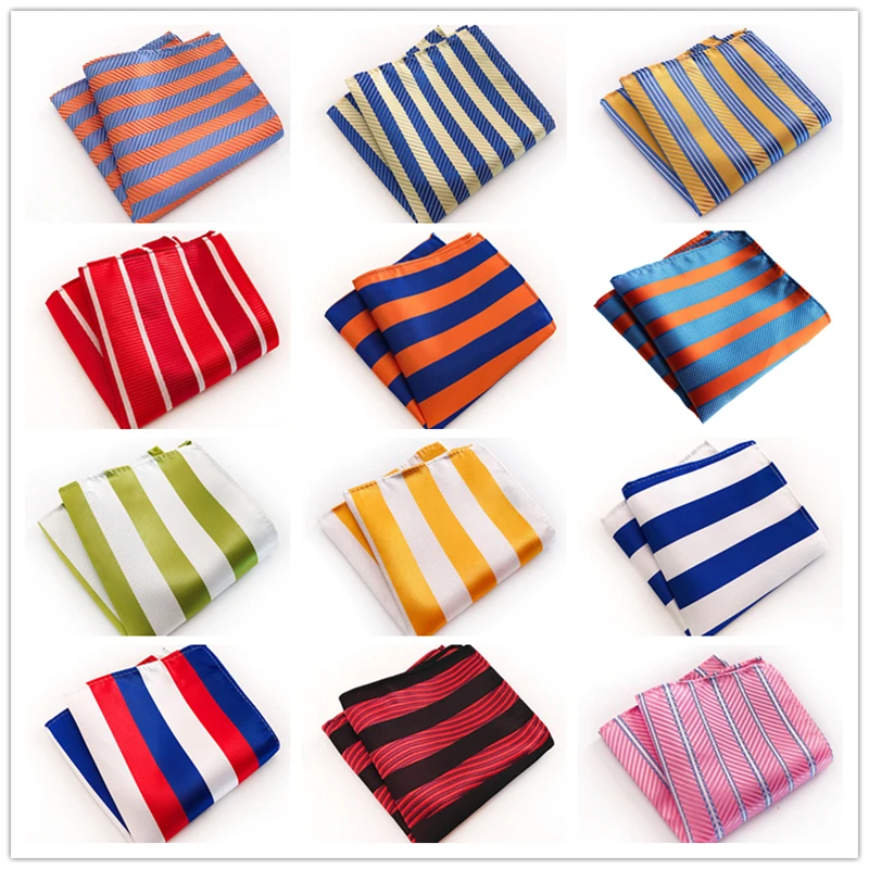 High quality 100% Silk Mens 25CM Pocket Square Printing Plain Color Handkerchief