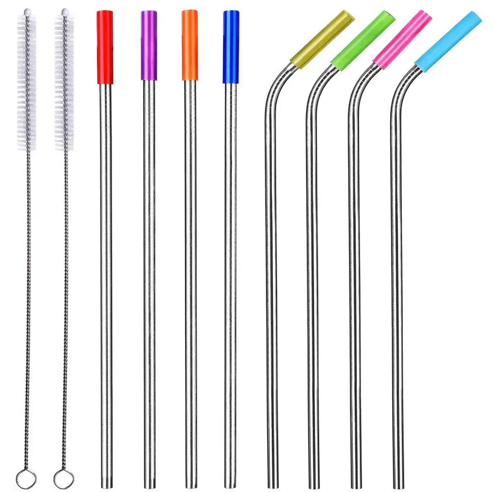 

Factory Supply Food Grade Reusable Multicolor Stainless Steel 304 Bend Straws Custom Metal Straw With Cleaning Brush, Sliver/blue/gold/rose gold etc.