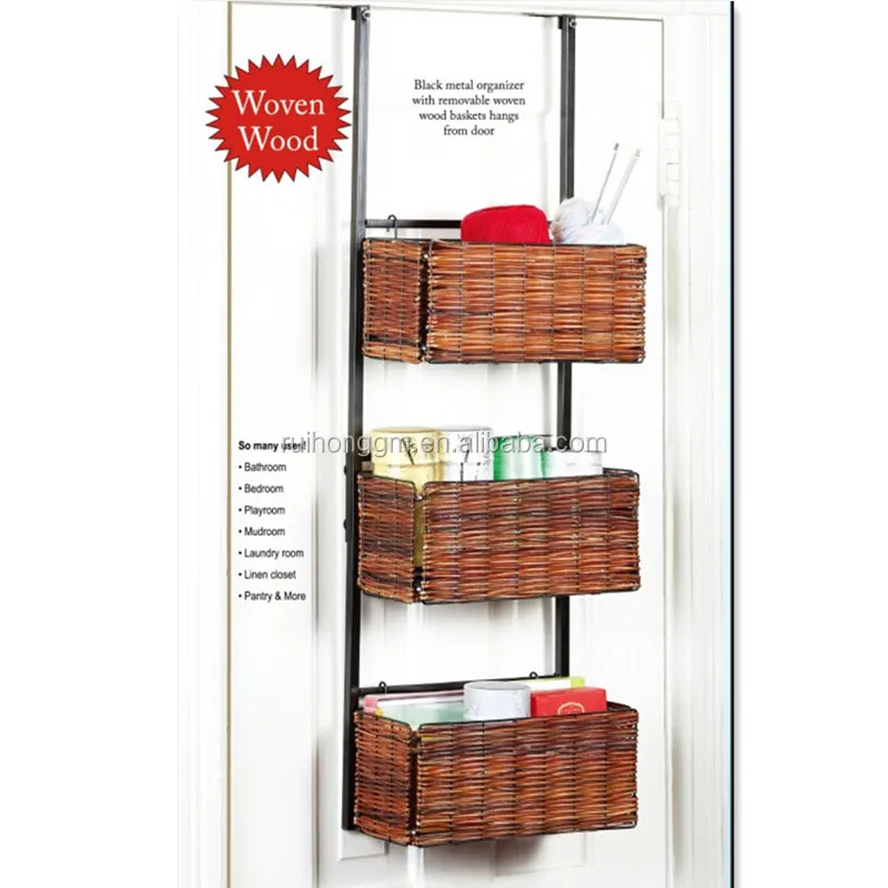 Rh 4721 Over The Door 3 Tiers Convenient Wholesale Hanging Wicker