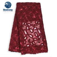 

Bestway cord embroidery high quality nigerian celebrant party lace fabric