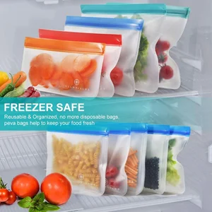 Image of Reusable Ziplock Food Storage Bag Keeps Food Fresh. Lunch Baggies are Freezer Safe