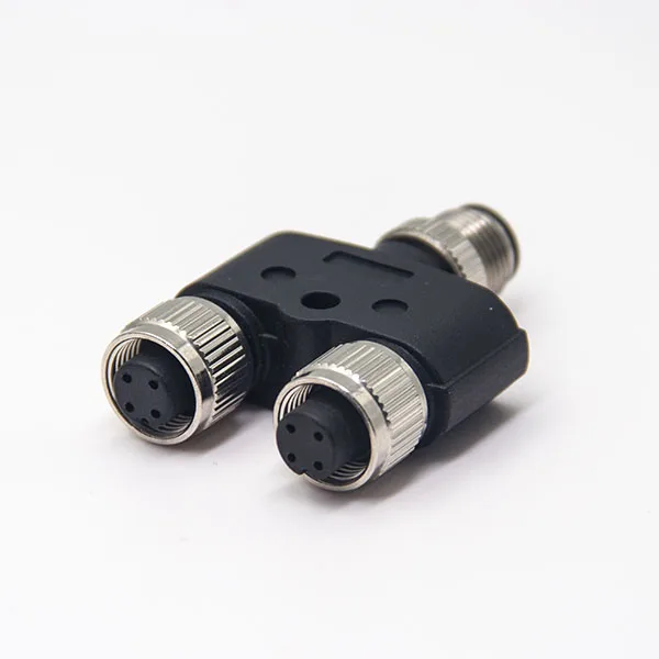 a coded male to female m12 y adapter 4p 5p connector