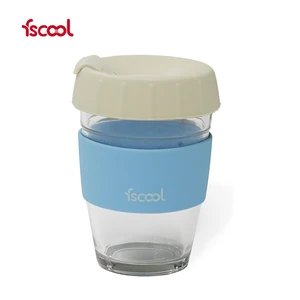 Image of Factory outlet new durable heat resistant reusable coffee glass cup with lid