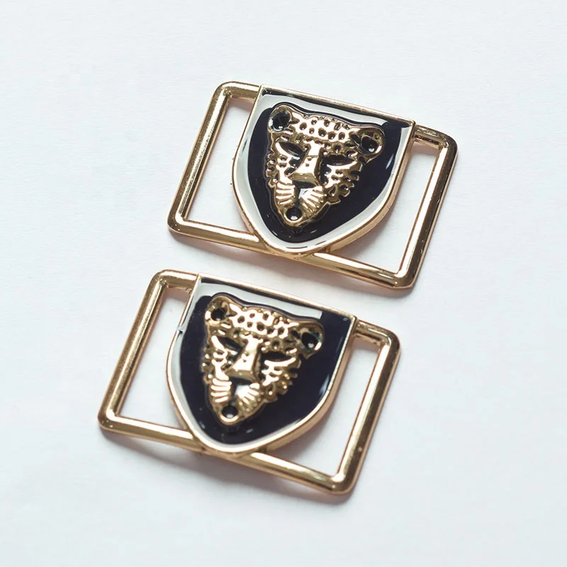 

Tiger Logo Metal Leather Side Shoes Buckle Style And Two Joint Buckle For Decoration, Custom