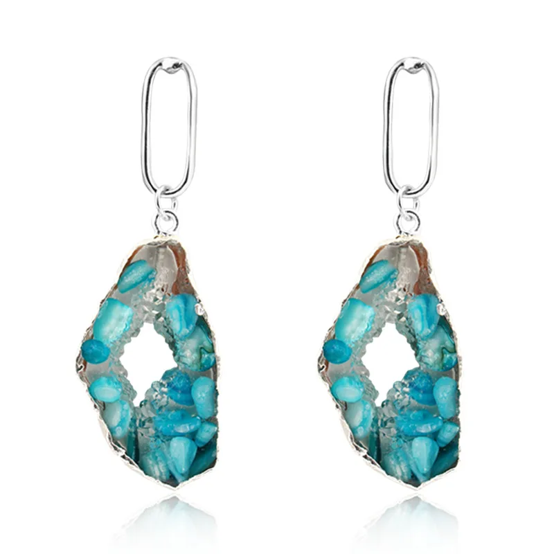 

Free shipping 2019 designer jewelry clear quartz geode earrings