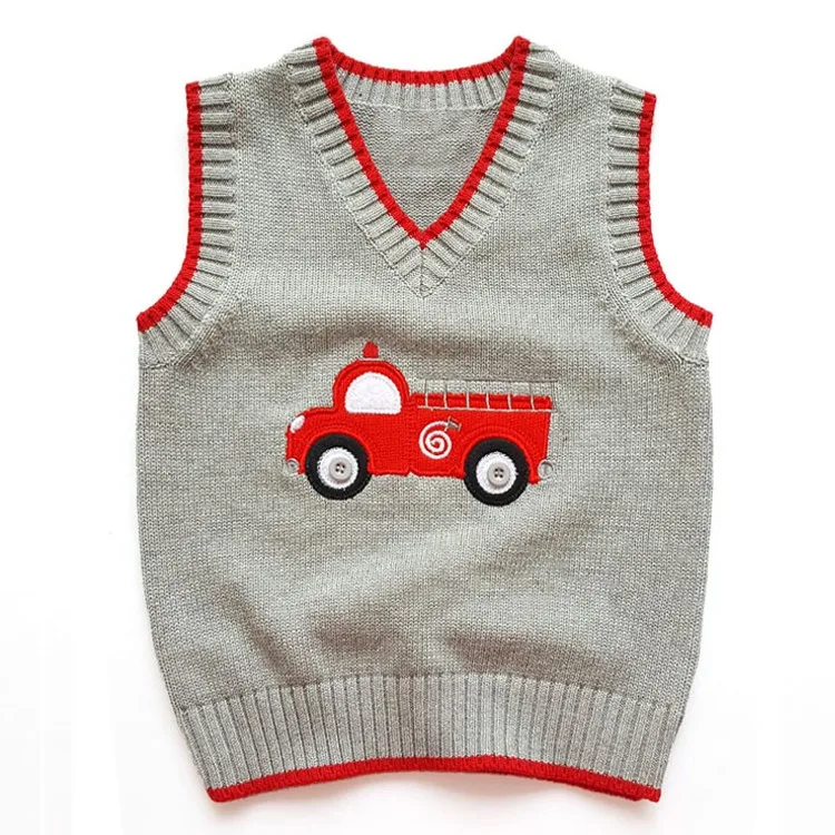 Custom Factory Autumn kids sleeveless cotton knitting patterns children sweater