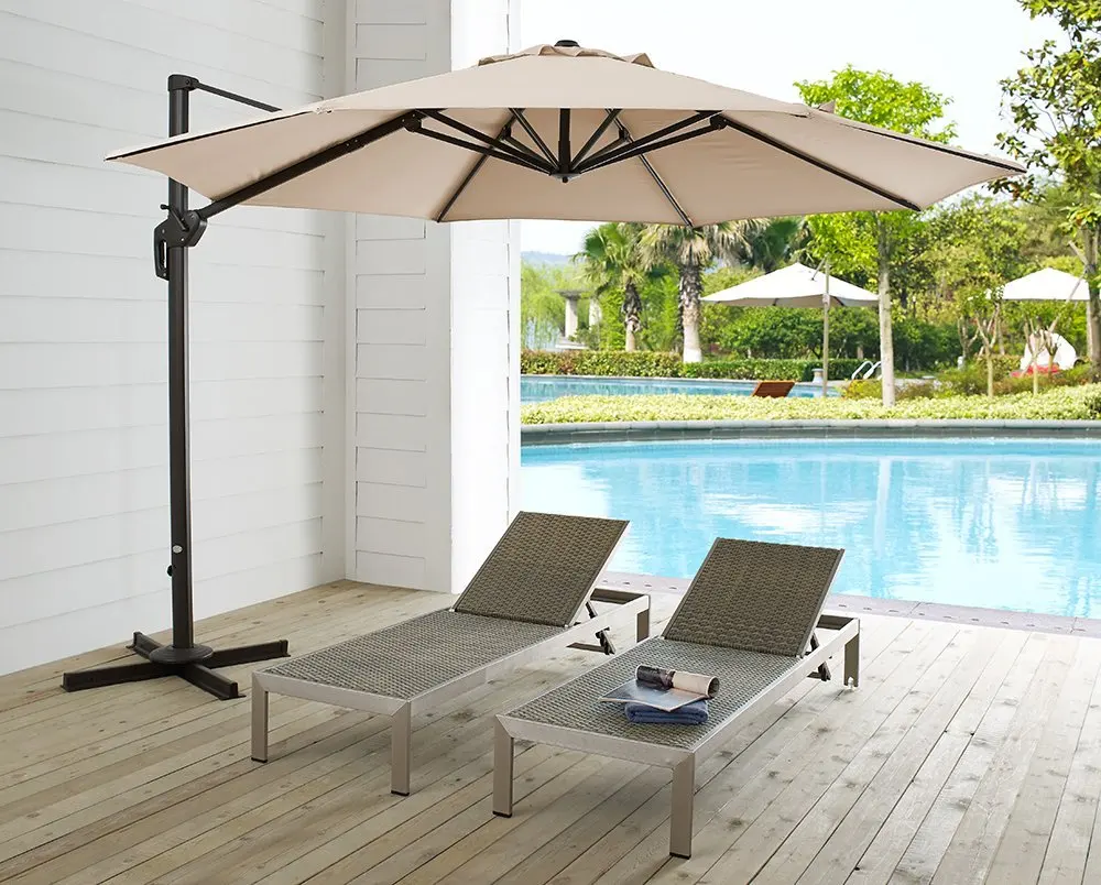 Buy Respace 360 Rotation Patio Umbrella 11 Ft Deluxe Aluminum Outdoor Cantilever Umbrella Round Canopy With Solar Powered Led Lighted Includes Base In Cheap Price On Alibaba Com