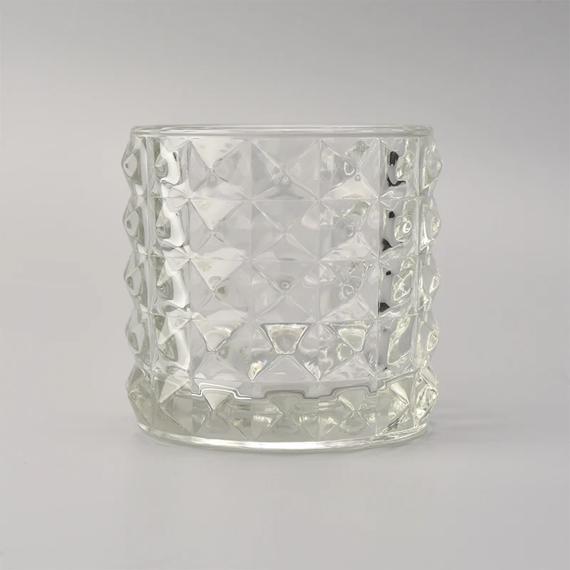 Wholesale cylinder glass candle holders embossement home decoration