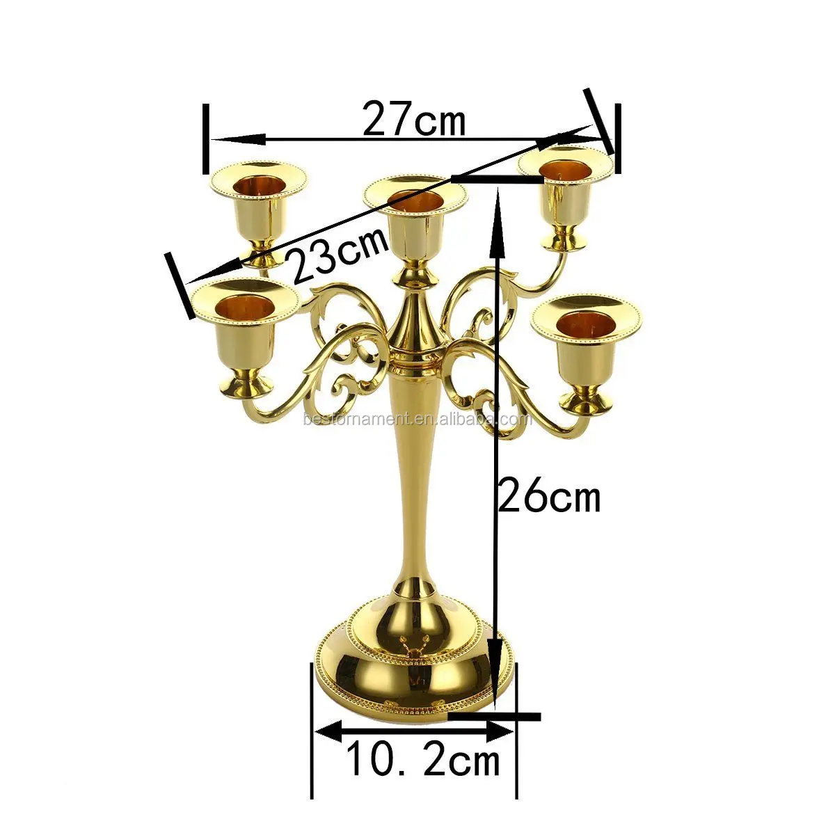 Wholesale Tall 5 Arms Candlestick Nickel Plated Metal Candelabra Candle