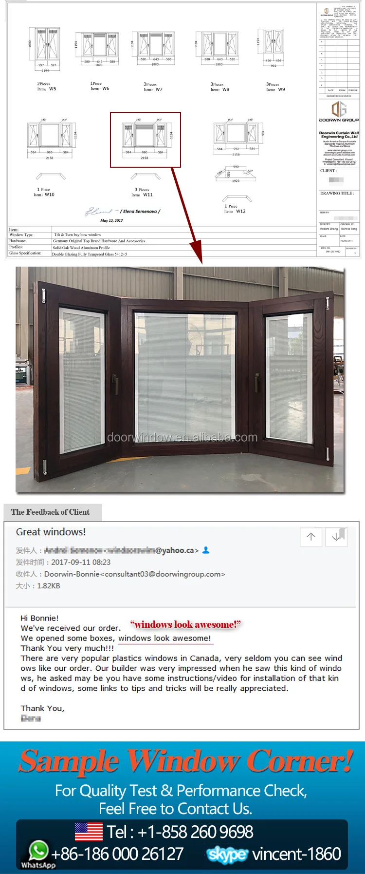 Aluminium wooden bay window for sale