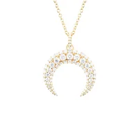 

Luxury micro pave diamond moon pendant new design horn necklace jewelry