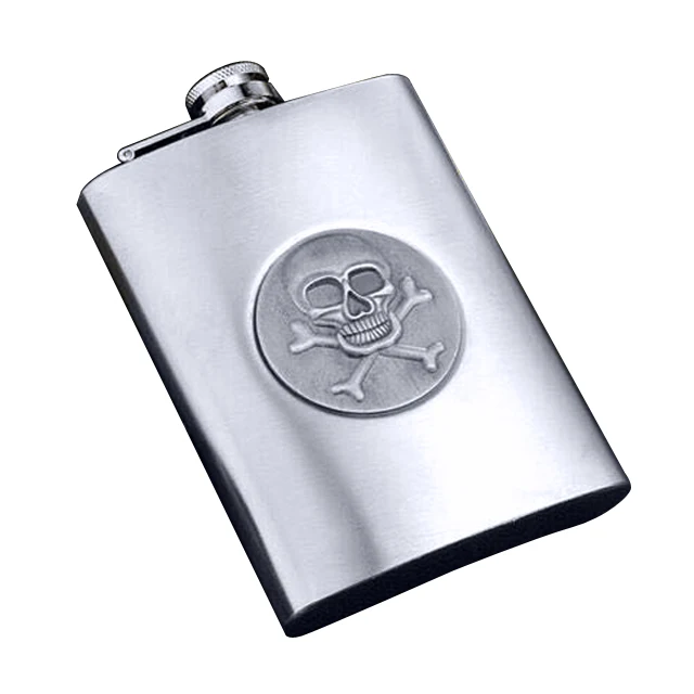 

304 Stainless Steel 6oz Hip Flasks/Flagon With Embossed Logo Bump Effect