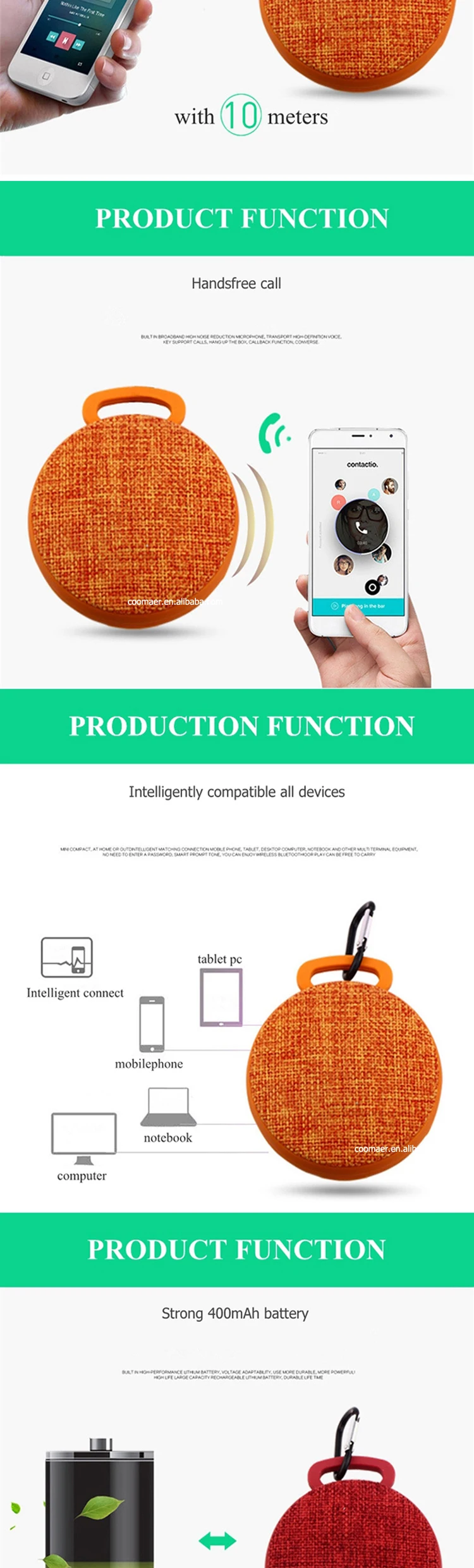 Low Price 3 Watt Round Portable Outdoor Bluetooth Mini Bluetooh Speaker with TF Card slot - ANKUX.COM