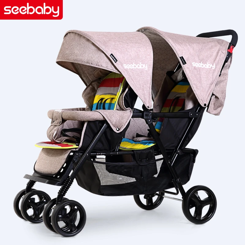 Wholesale Best Twin Stroller double size children lightweight folding car can sit and down with 2 seat
