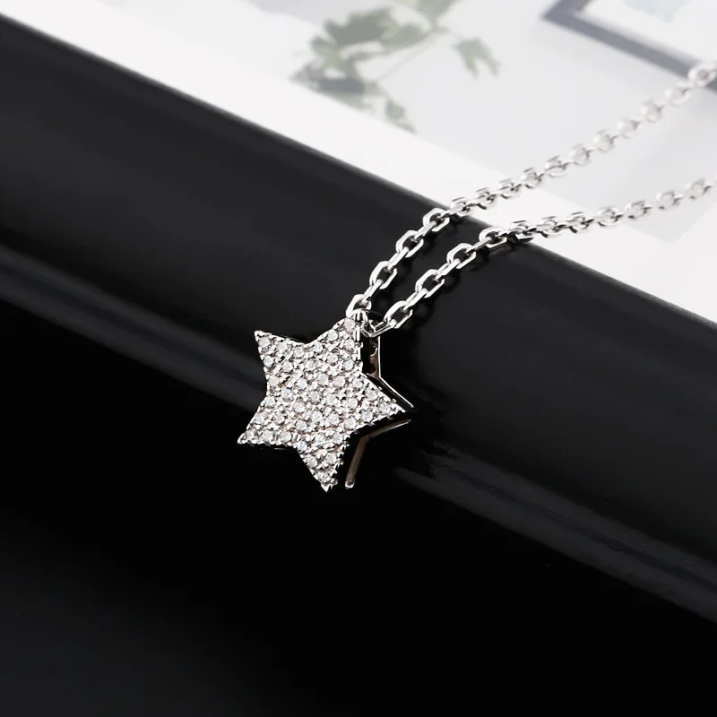 Stylish Five-Pointed Star Silver O-Chain Necklace