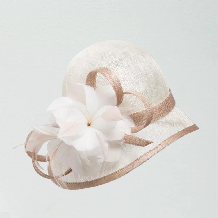 Wholesale Women Elegant White Sinamay Church Hat With White Flower ...