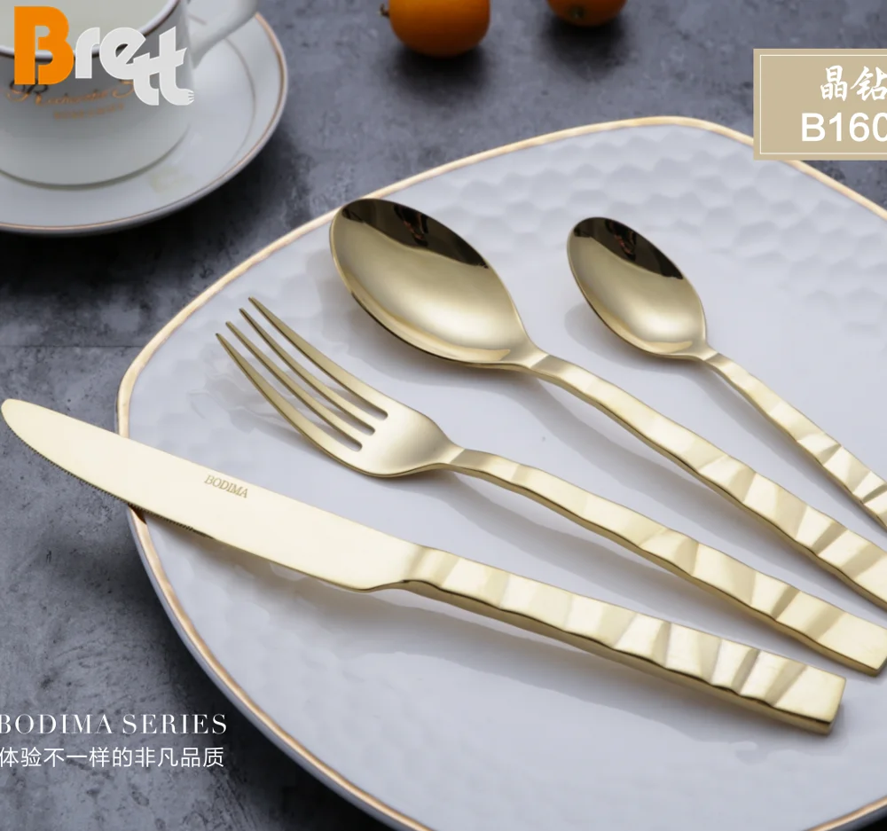 

Antique Wedding Hotel Restaurant Stainless Steel Flatware Gold Cutlery