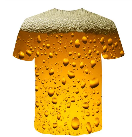 

men's Quick dry net cloth man/women style beer bubble digital print T-shirt men's wear sport undershirt, Various color