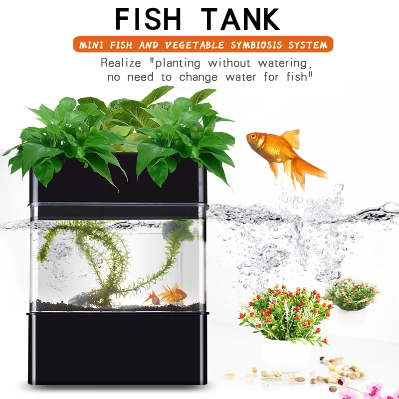 

Plant Water Garden Fish Bowl Aquarium Tank Complete Growing Systems Vertical Hydroponic hydroponics office plants