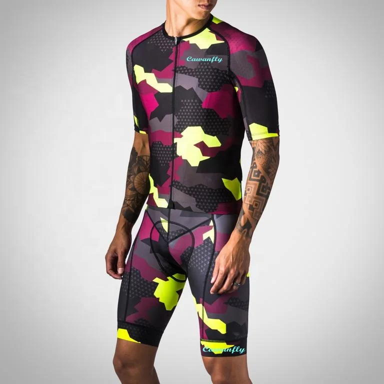 Men's Customized cycling jersey short sleeve two piece cycling suits cycling jersey and bib shorts set