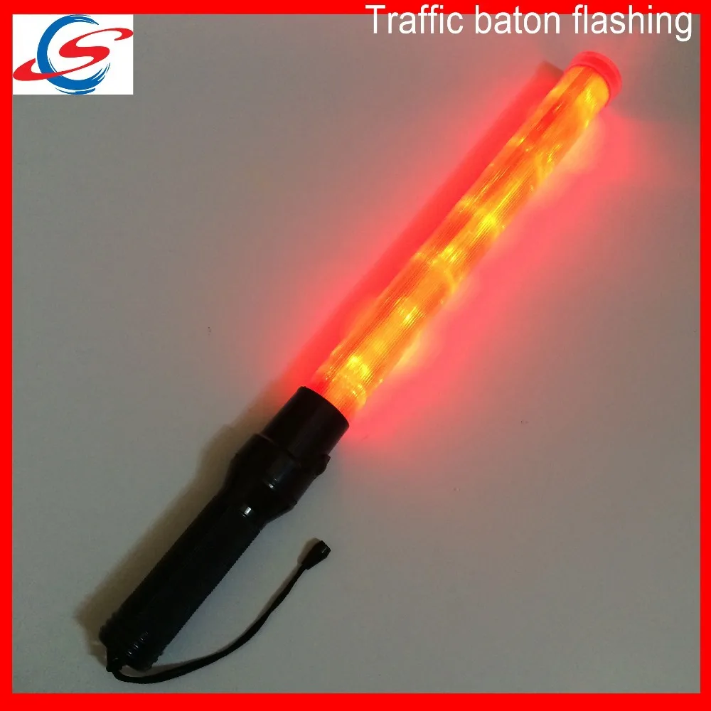 
54cm rechargeable security white torch red led flashing traffic baton light 