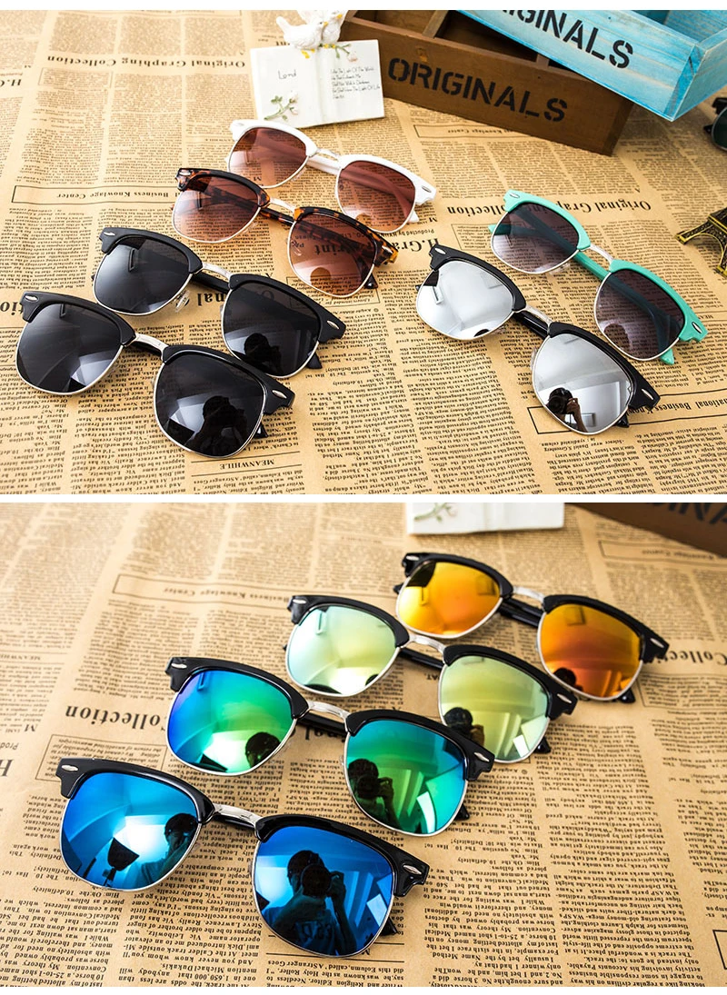 2019 Fashion Gradient Colorful Semi Frame UV400 Women Men Sunglasses