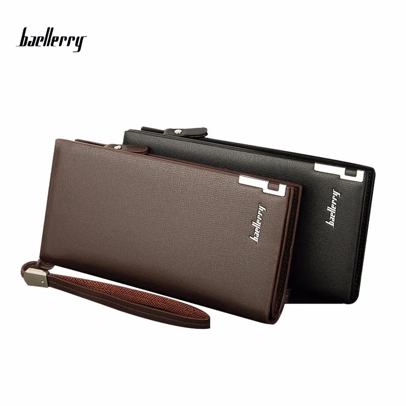 

Wholesale Baellerry Fashion Men's Long PU Leather Wallet Custom Waterproof Business Men Purse Wallet For Men, 4 colors or custom