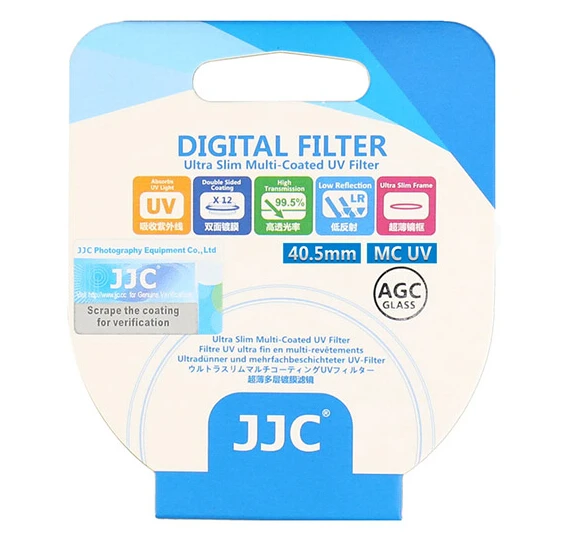 AGC Optical UV Filter 40.5mm JJC F-MCUV405 SILVER 40.5mm UV Filter Glass Ultro Slim Filter