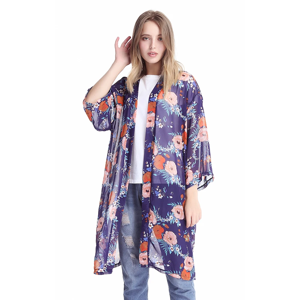 

Wholesale summer lady fashion women floral printed kimono, Picture