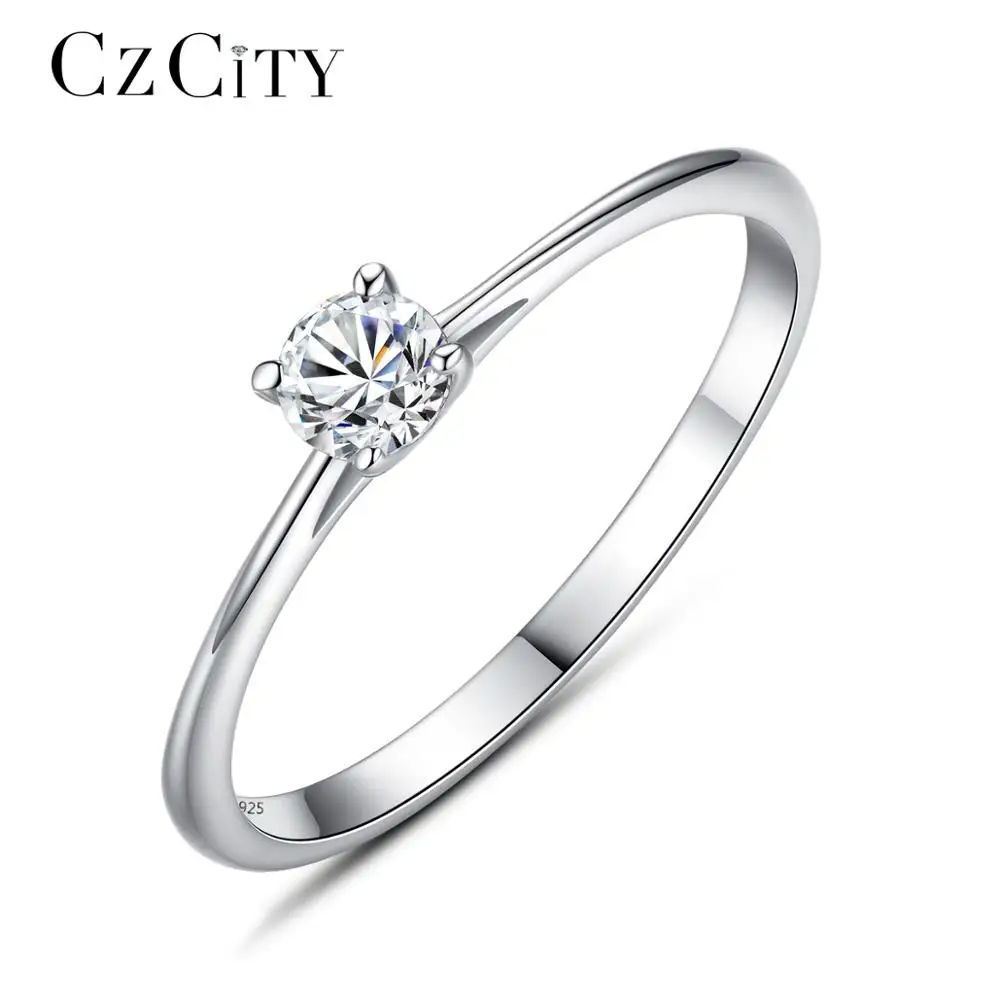 Teemi Rhodium Plated Factory Wholesale 4mm Zirconia Classic Elegant Engagement Ebay 925 Sterling Silver Rings